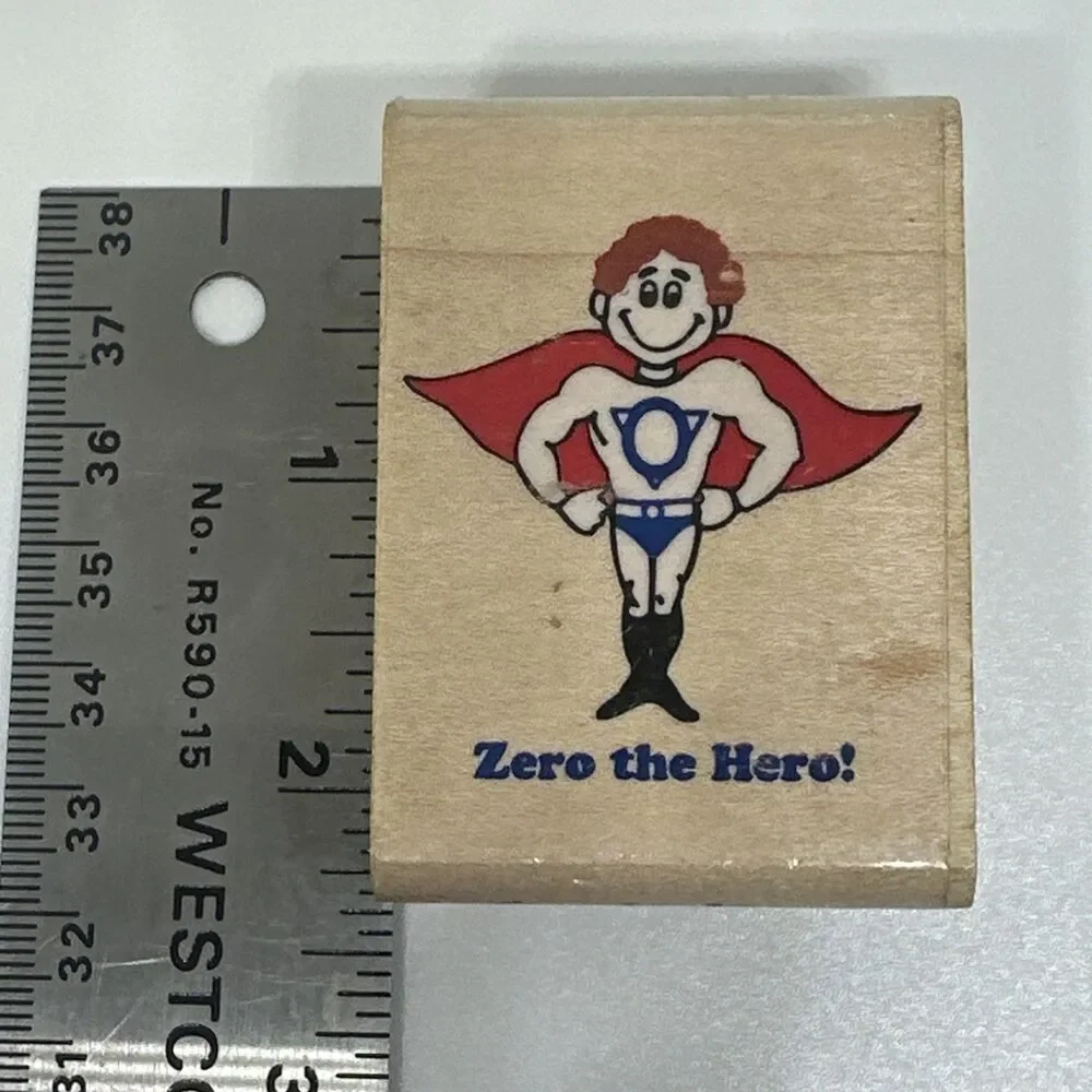 ZERO the Hero Teacher's Wood Mounted Rubber Stamp Vintage Rubber Stampede